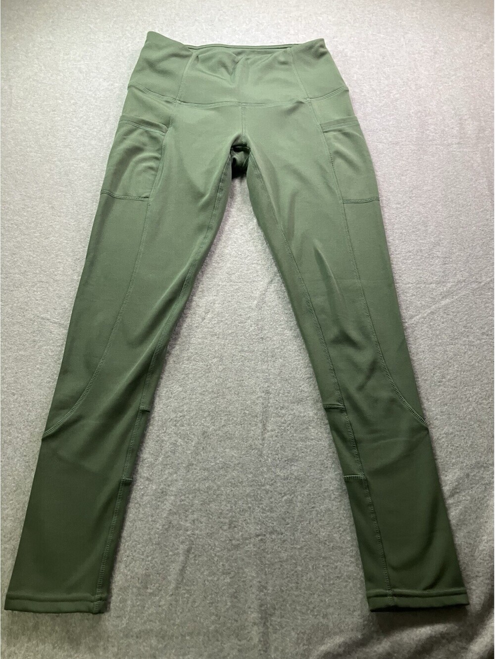 R.Sofia Active High-Waisted Teal Green Crop Leggings with Side Pockets Size S